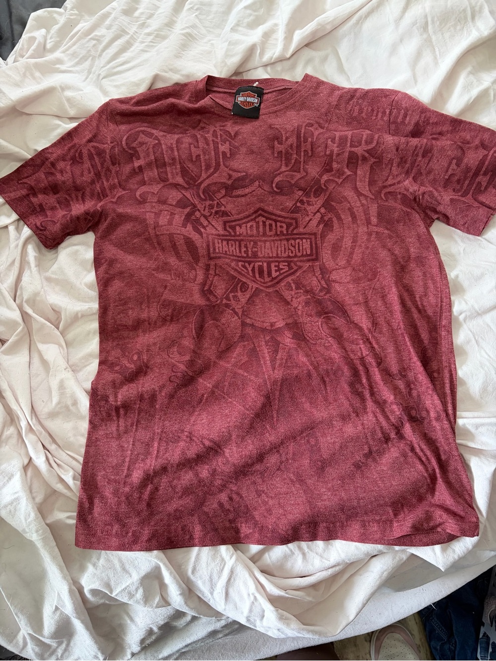 Harley-Davidson Maroon Tonal Graphic Short Sleeve Tee